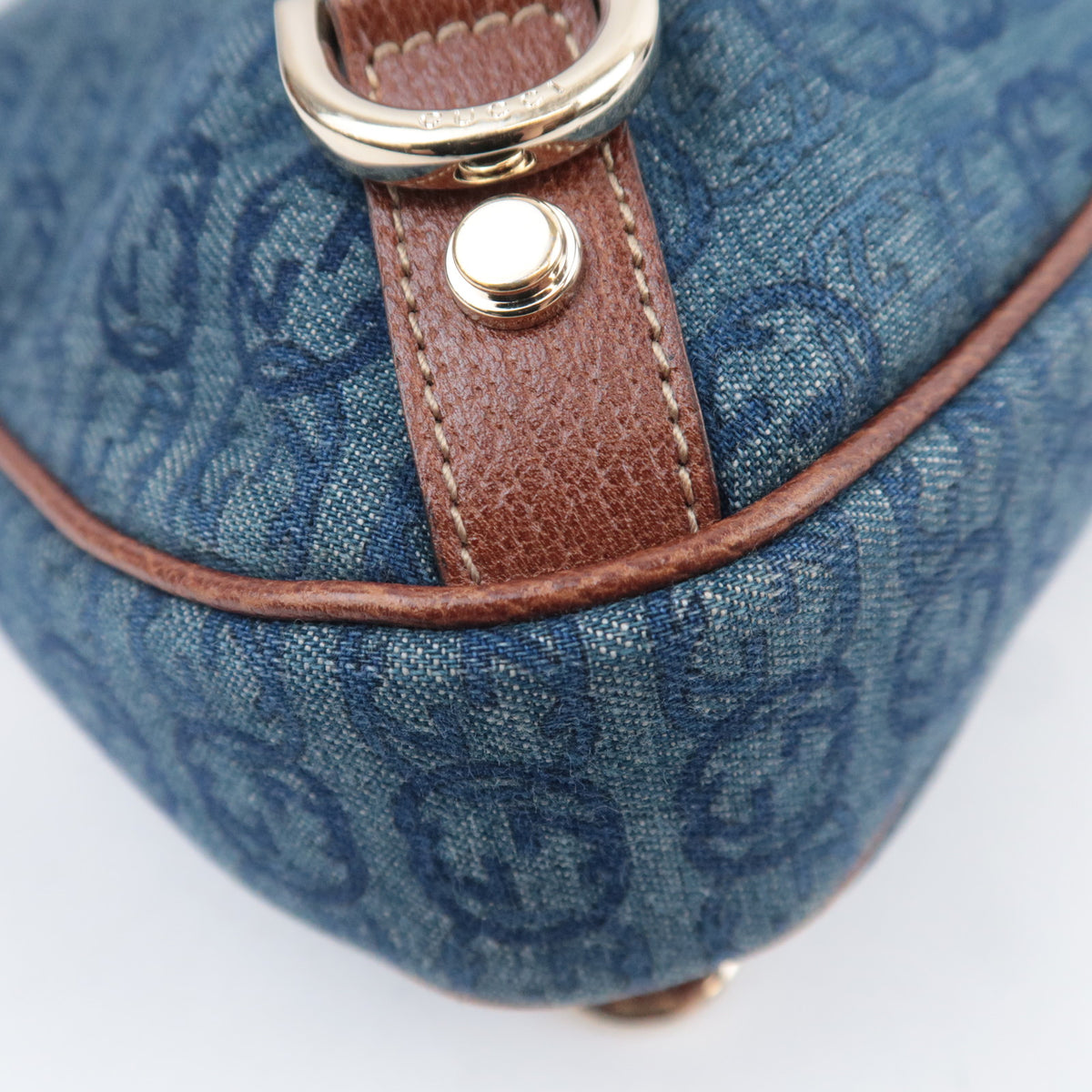 GUCCI Abby GG Denim Shoulder Bag 130738