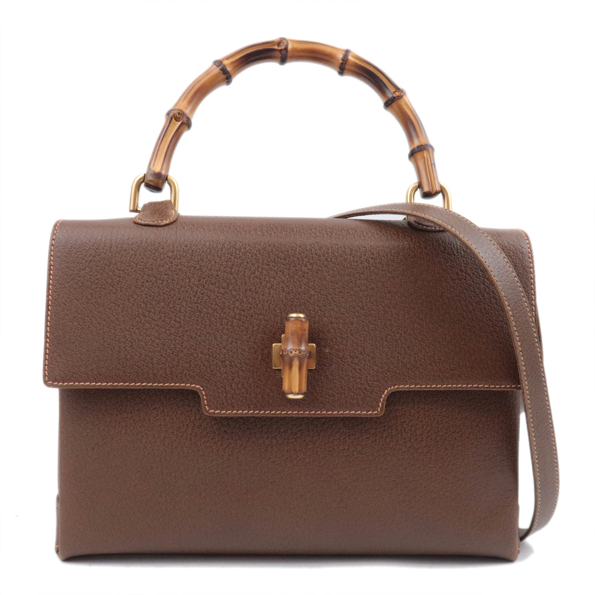GUCCI Bamboo 2-Way Leather Handbag 000.26.002992692