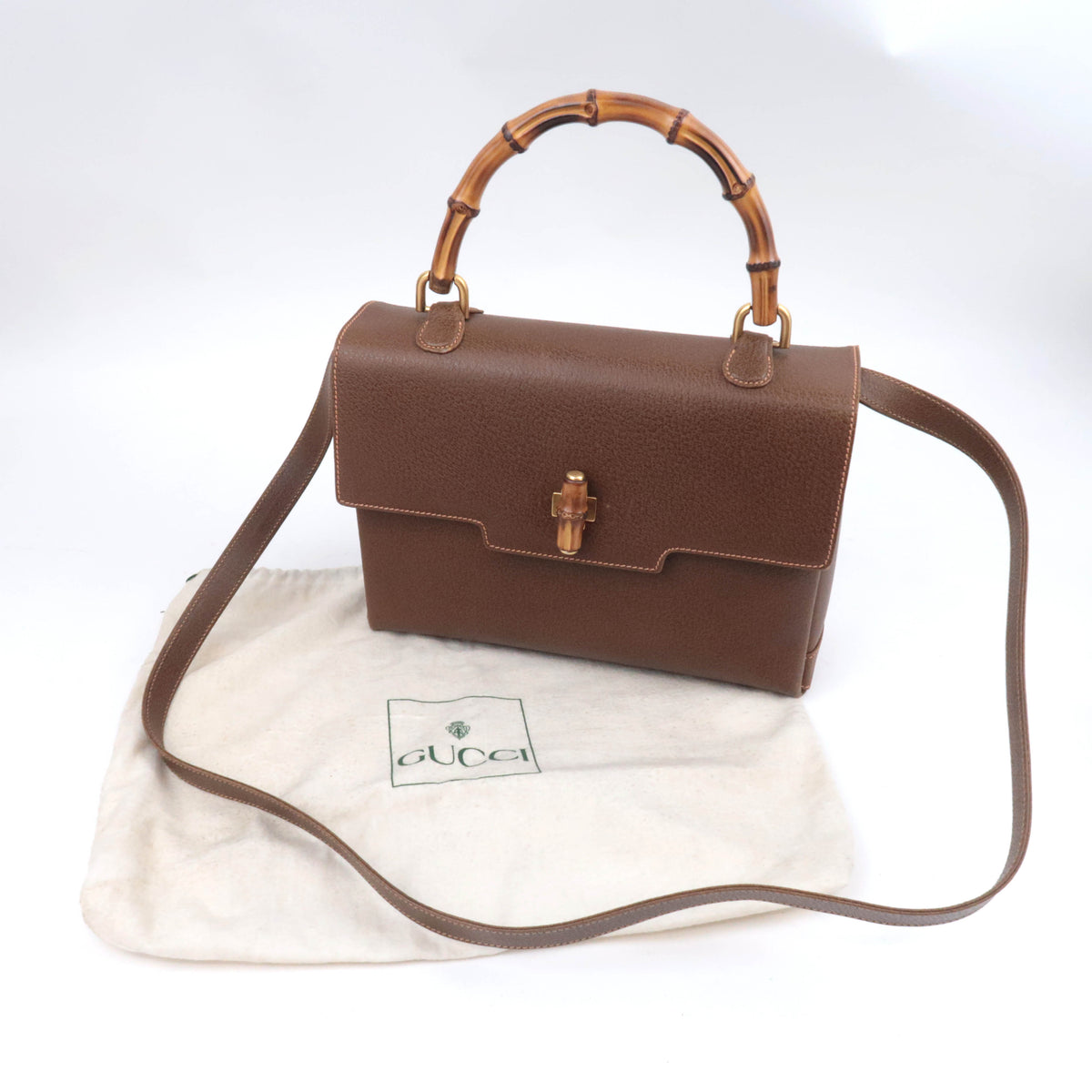 GUCCI Bamboo 2-Way Leather Handbag 000.26.0029