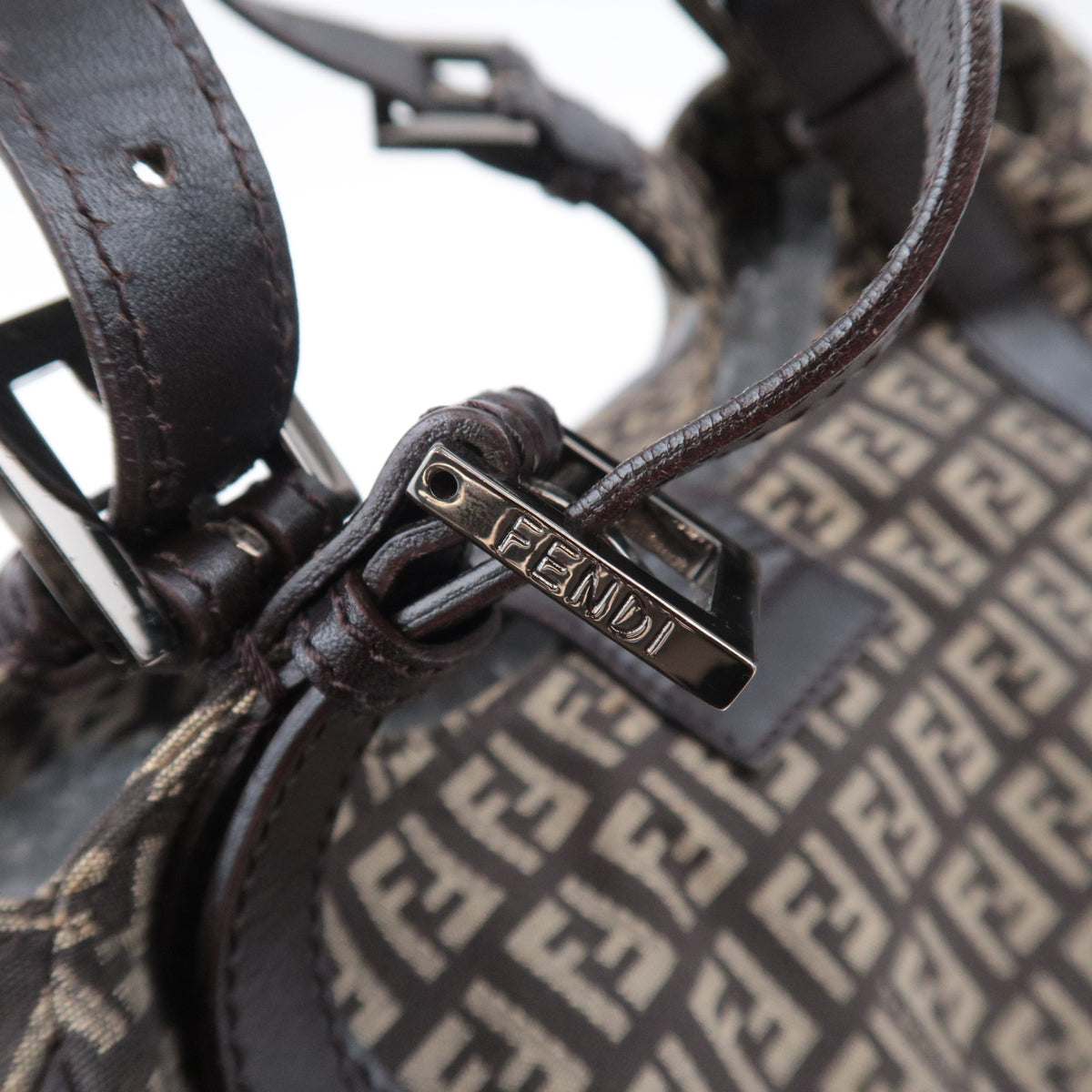 FENDI Zucchino Canvas Shoulder Bag 8BR463