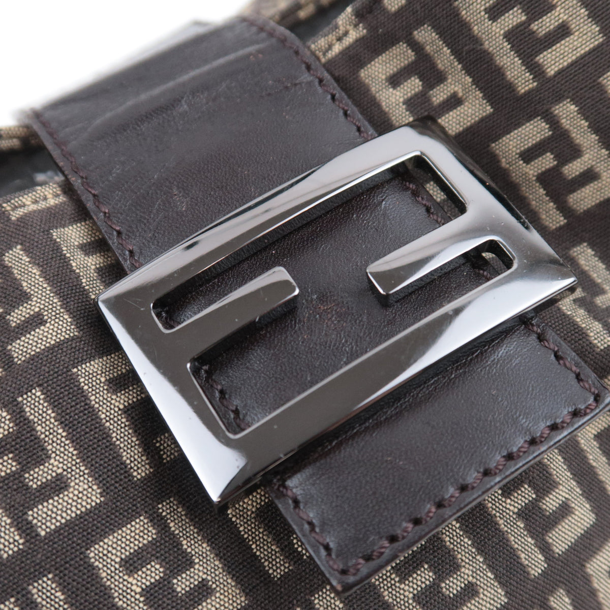 FENDI Zucchino Canvas Shoulder Bag 8BR463