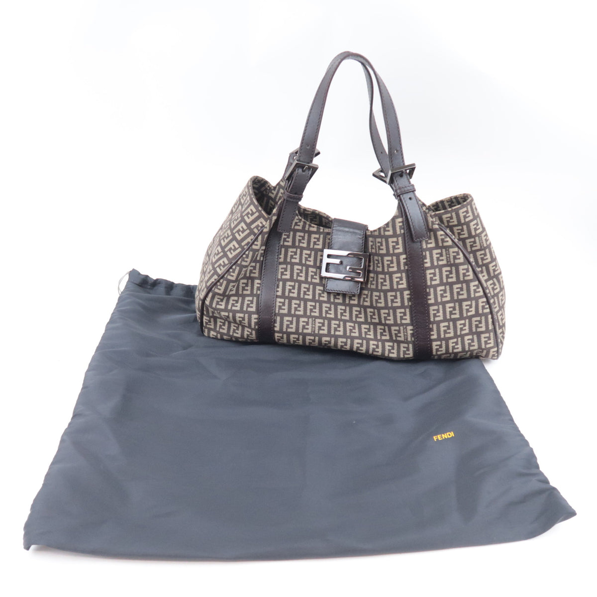 FENDI Zucchino Canvas Shoulder Bag 8BR463