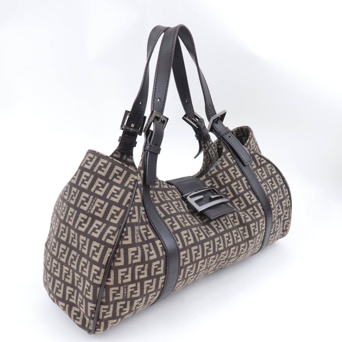 FENDI Zucchino Canvas Shoulder Bag 8BR463