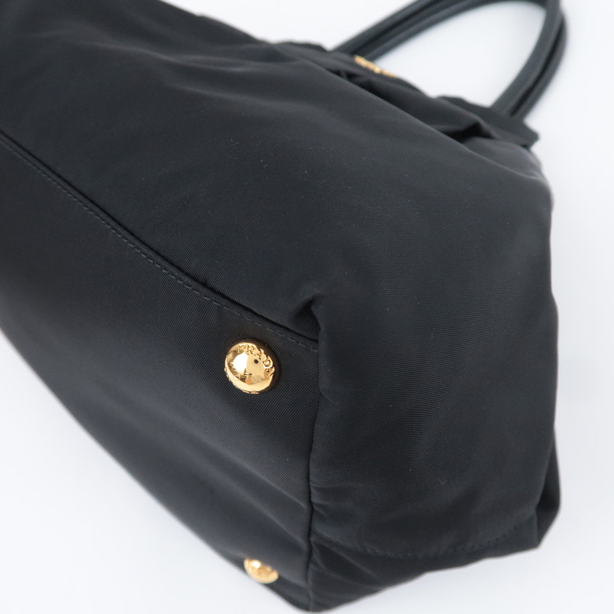 PRADA Front Bow Nylon Handbag Black N1601