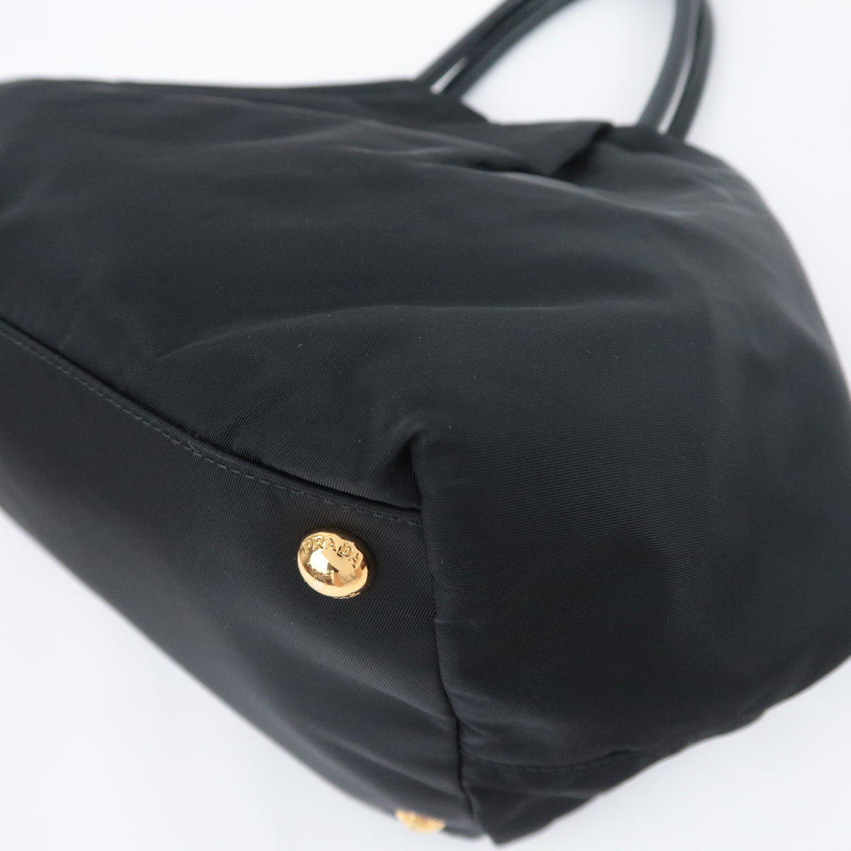 PRADA Front Bow Nylon Handbag Black N1601