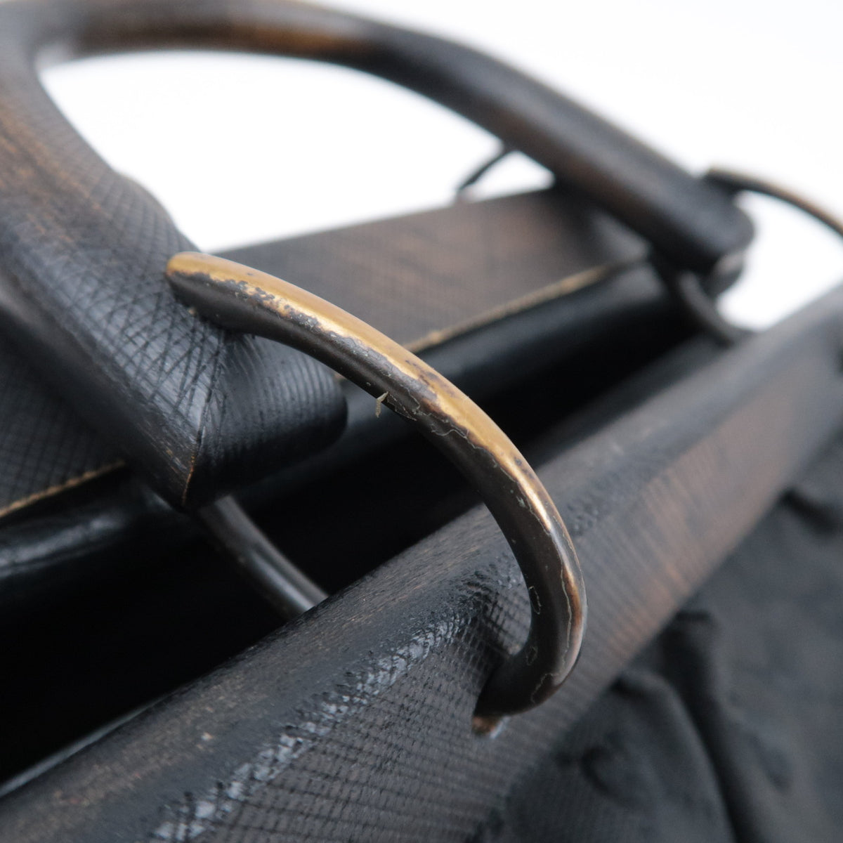 GUCCI by Tom Ford GG Canvas Wood Handle Handbag Black 112683
