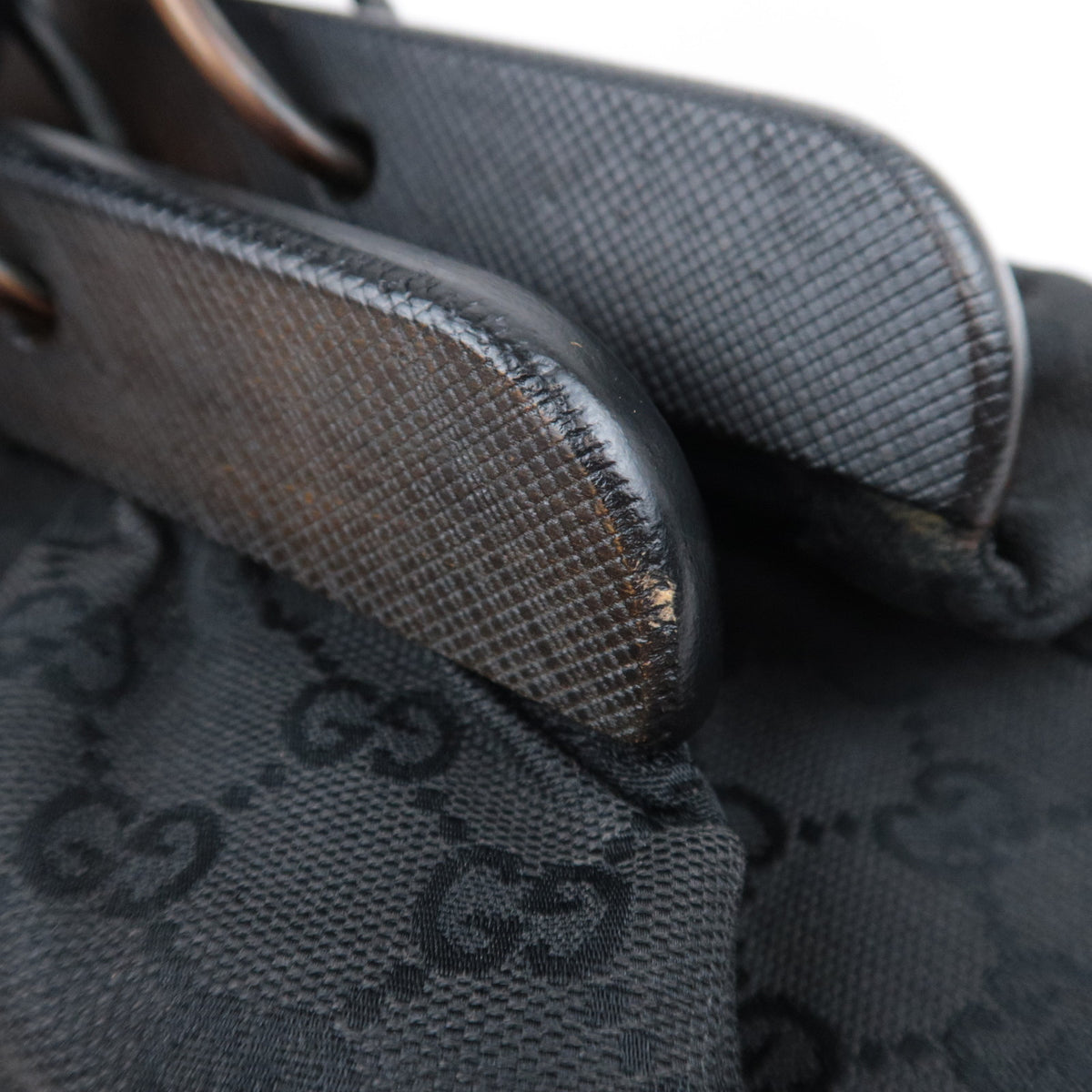 GUCCI by Tom Ford GG Canvas Wood Handle Handbag Black 112683