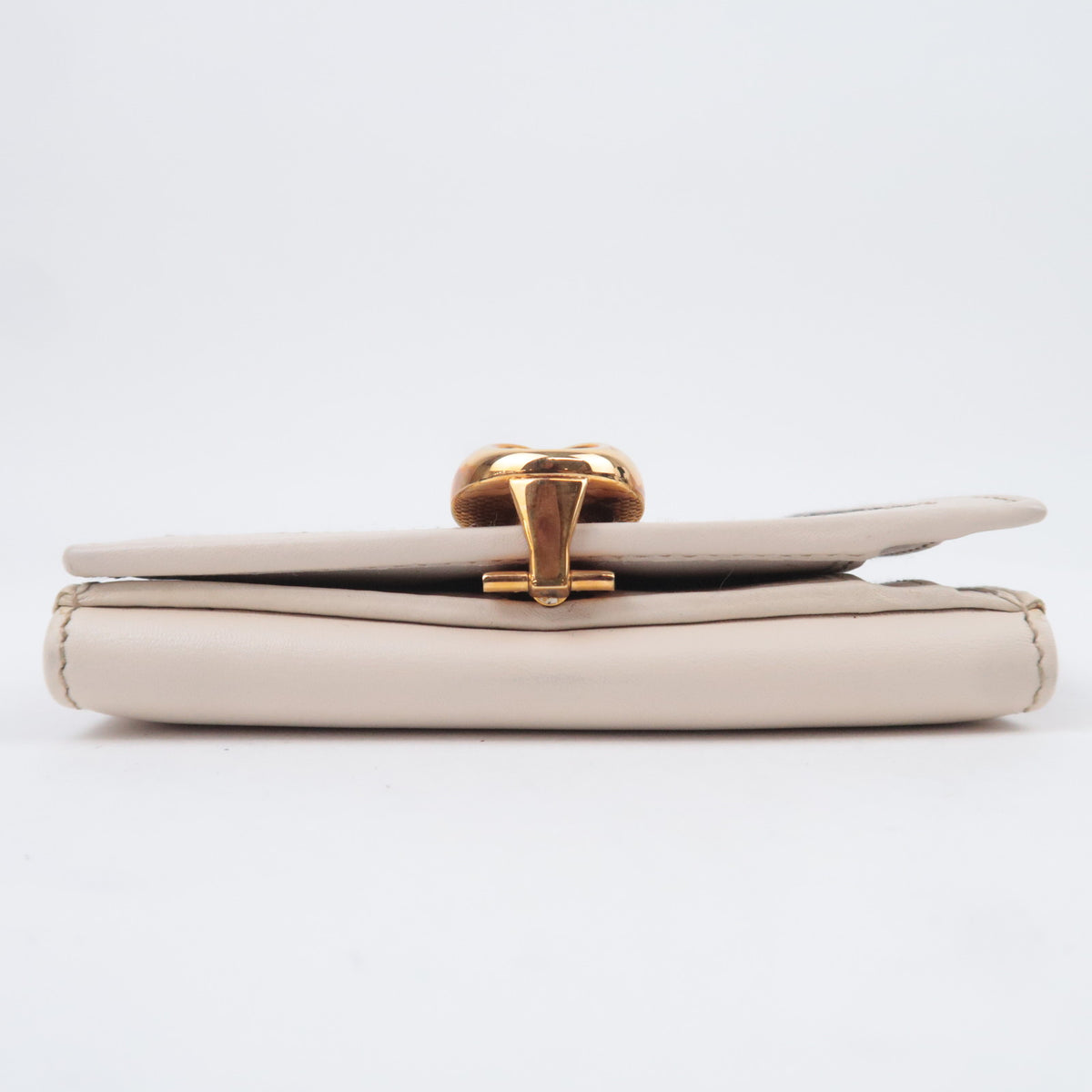 GUCCI GG Canvas Bi-Fold Wallet Beige Ivory Gold Clasp 159917
