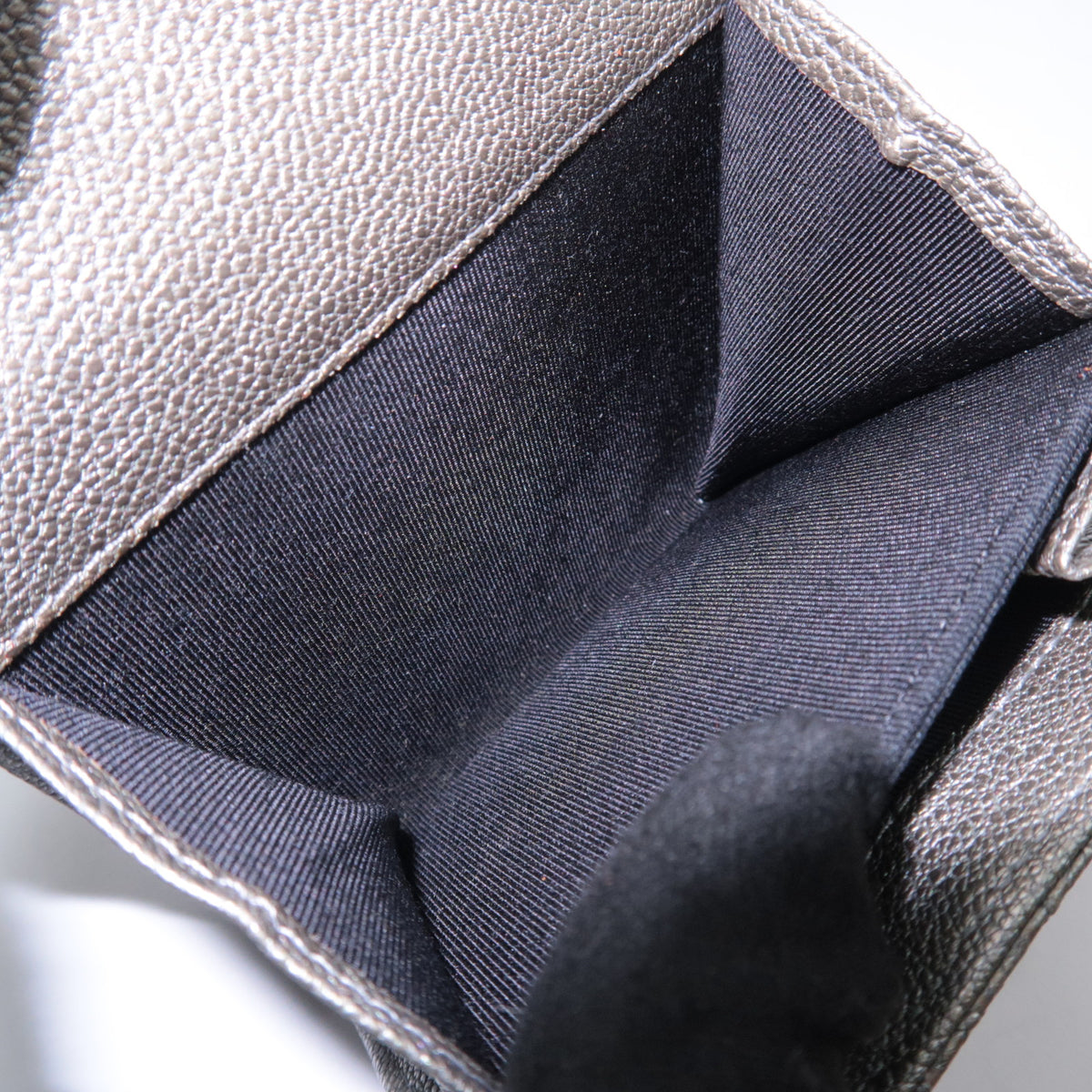 CHANEL Bicolore Leather Double Snap Wallet Silver