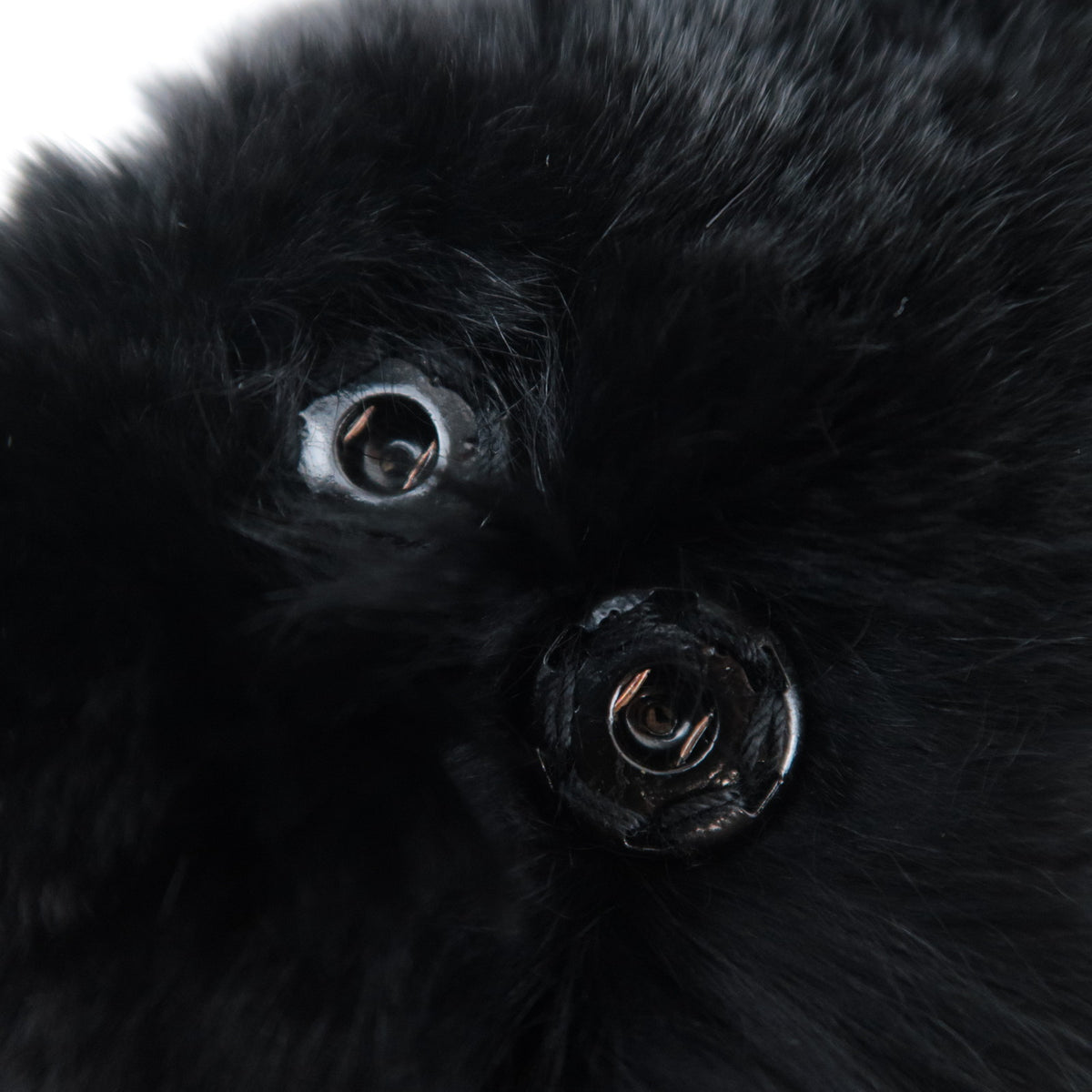 CHANEL Rabbit Lapin Fur Cuff Bracelet Bangle with CC Charm Black