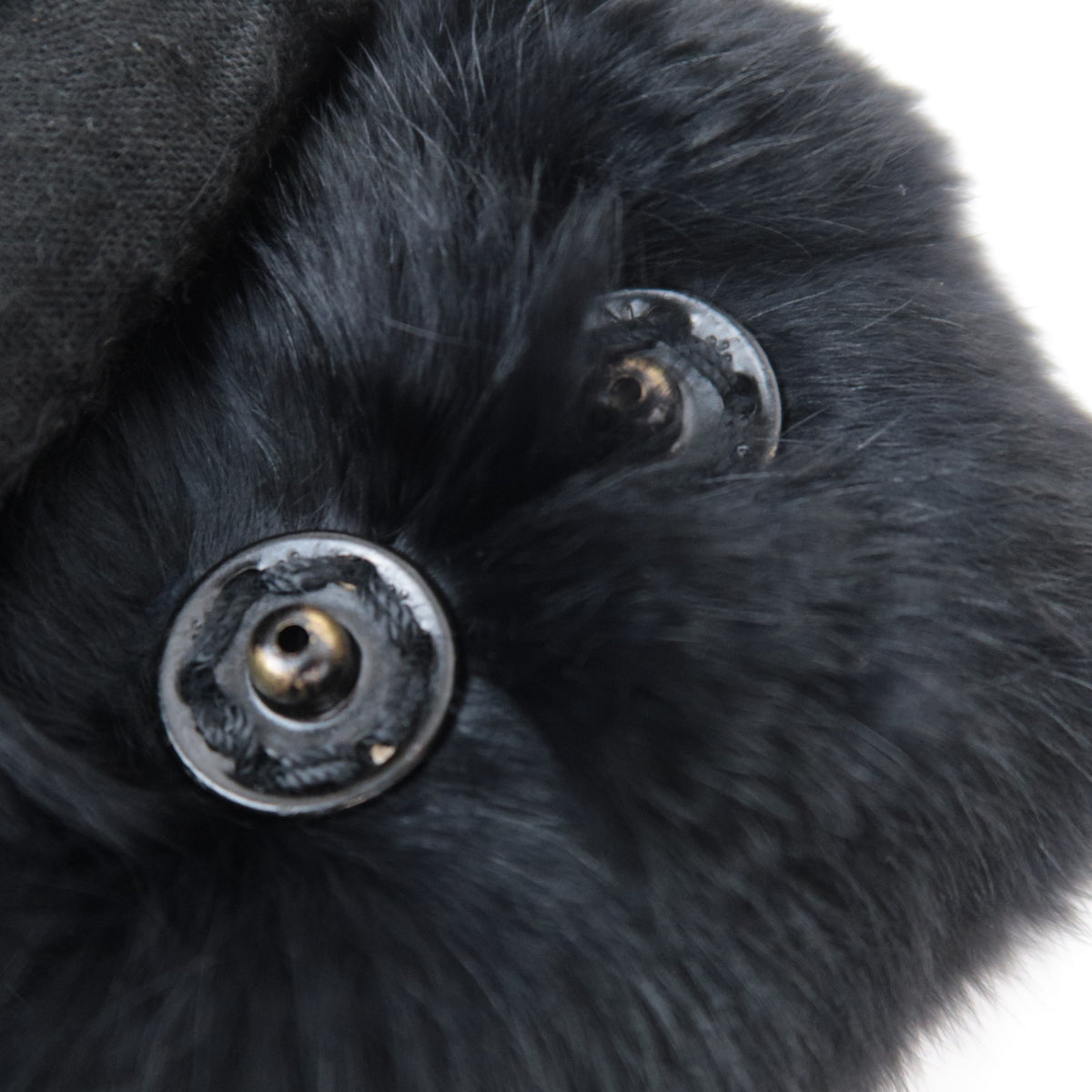 CHANEL Rabbit Lapin Fur Cuff Bracelet Bangle with CC Charm Black