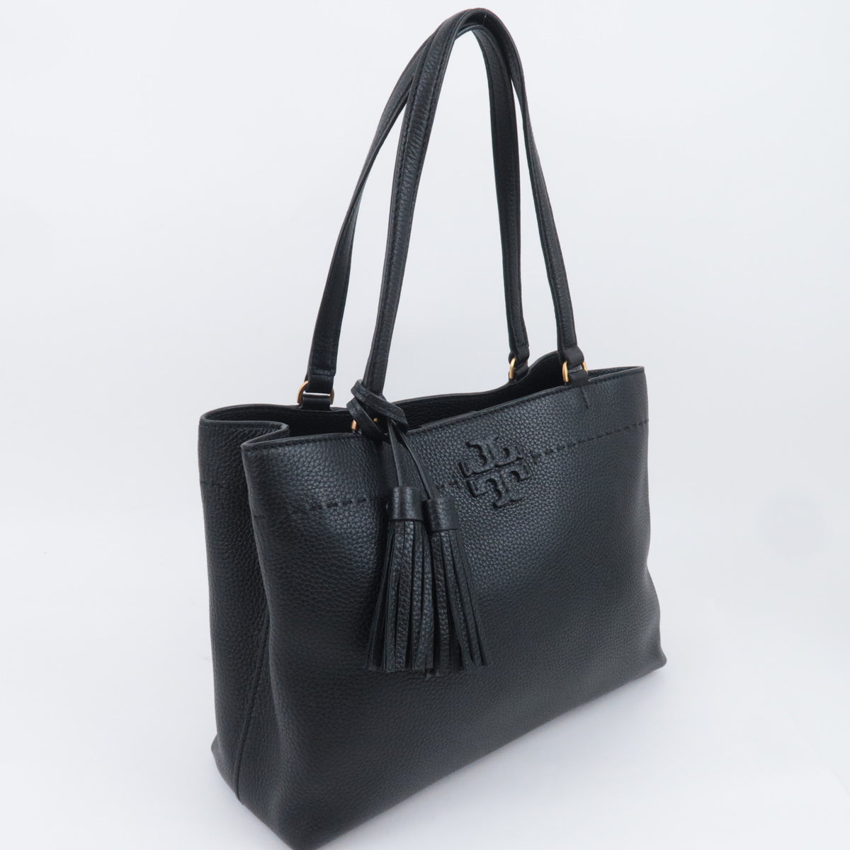 TORY BURCH Tassel Logo Leather Tote Bag