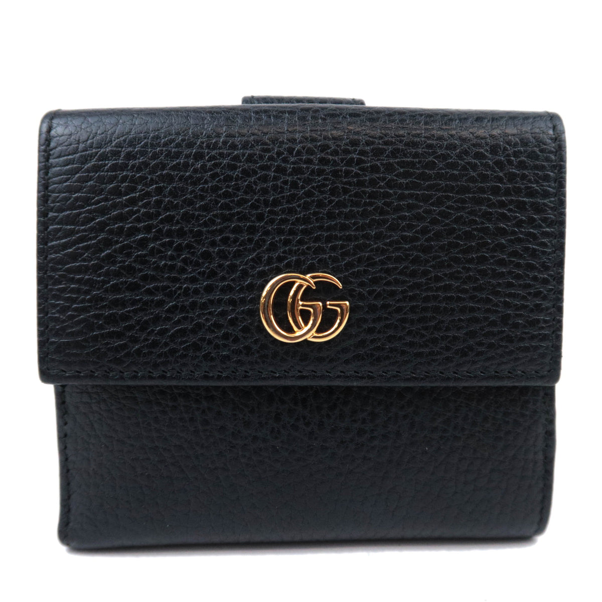 GUCCI GG Marmont Leather Double Snap Wallet Black 45612292751