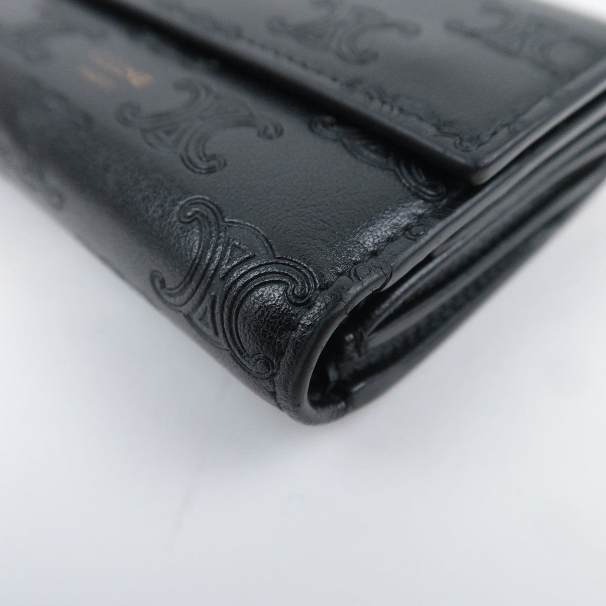 CELINE Triomphe Embossed Leather Wallet