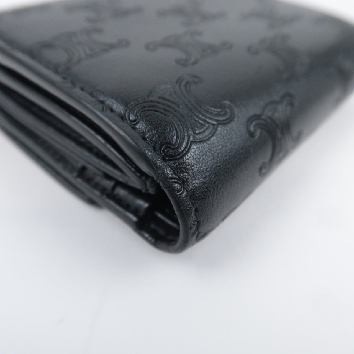 CELINE Triomphe Embossed Leather Wallet