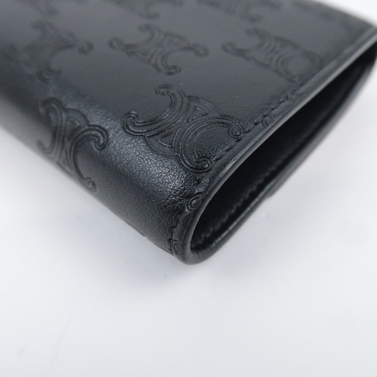 CELINE Triomphe Embossed Leather Wallet