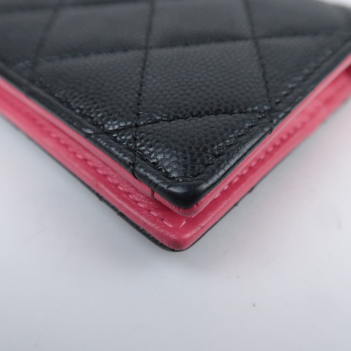 CHANEL Coco Mark Matelasse Bi-Fold Wallet Caviarskin Black Gold HDW