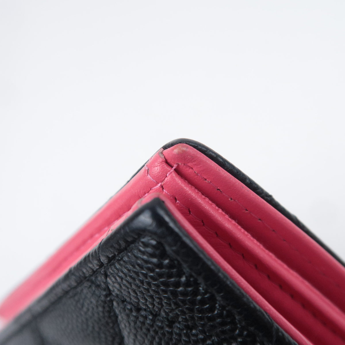 CHANEL Coco Mark Matelasse Bi-Fold Wallet Caviarskin Black Gold HDW