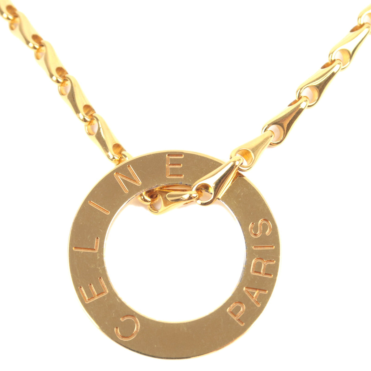 CELINE Circle Logo Ring Pendant Necklace92755