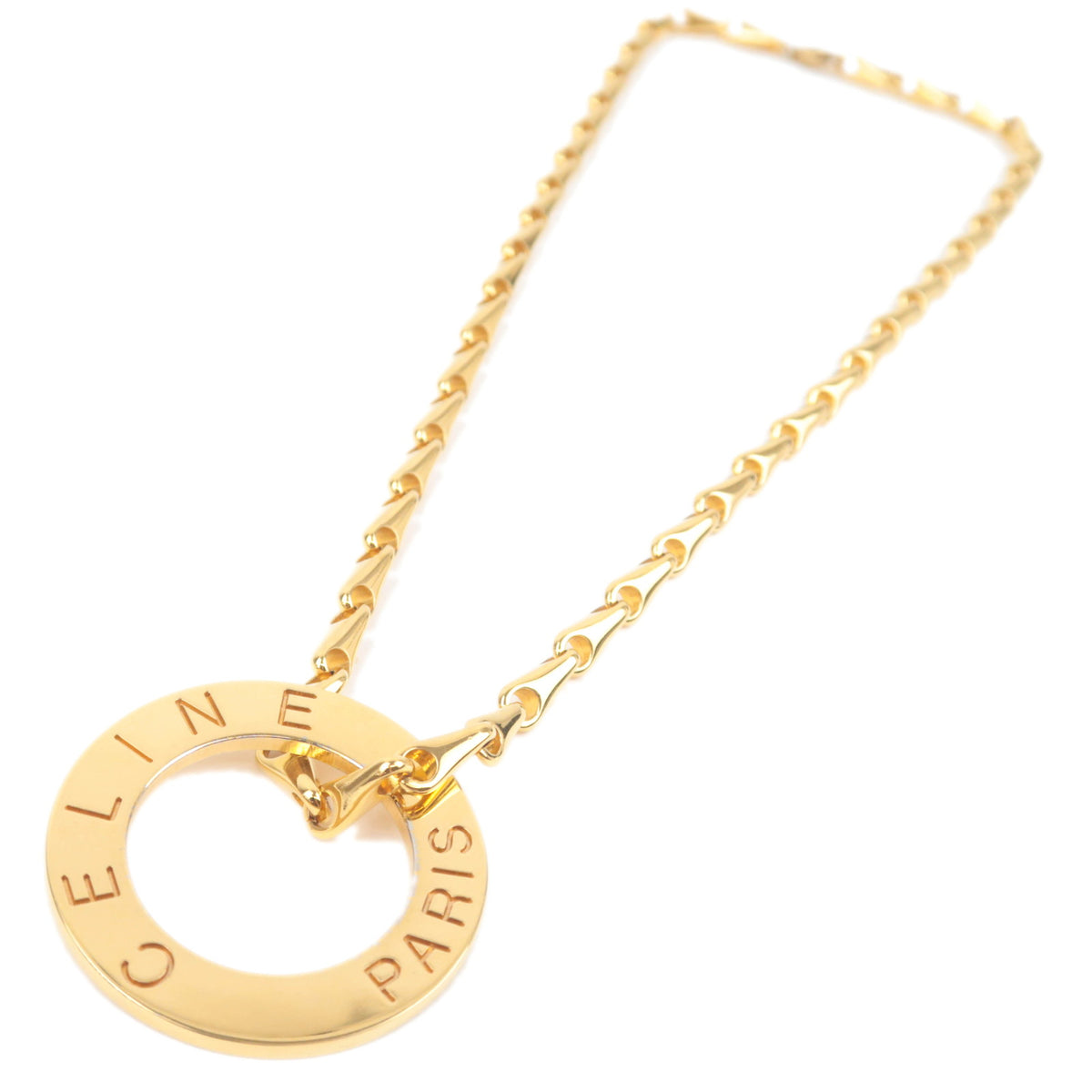 CELINE Circle Logo Ring Pendant Necklace