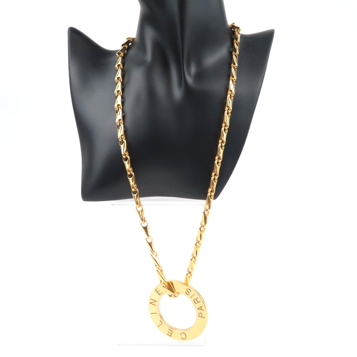 CELINE Circle Logo Ring Pendant Necklace