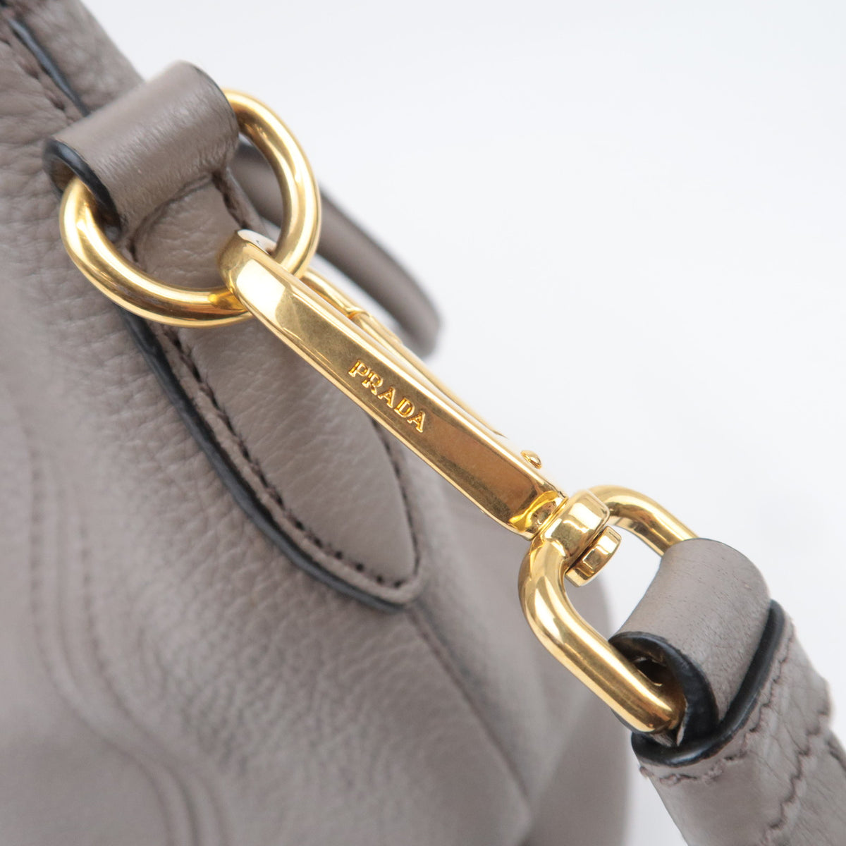 PRADA 2Way Leather Handbag Gray 1BC032