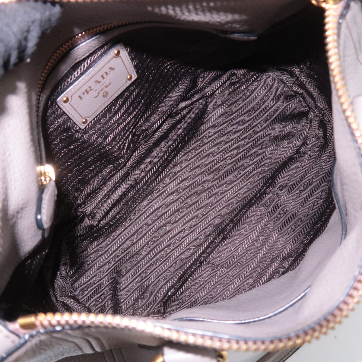 PRADA 2Way Leather Handbag Gray 1BC032