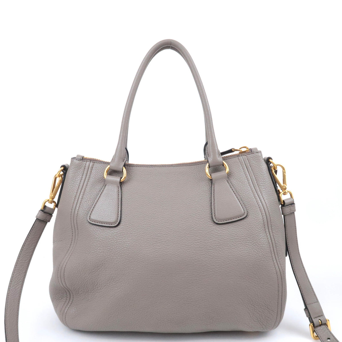 PRADA 2Way Leather Handbag Gray 1BC032