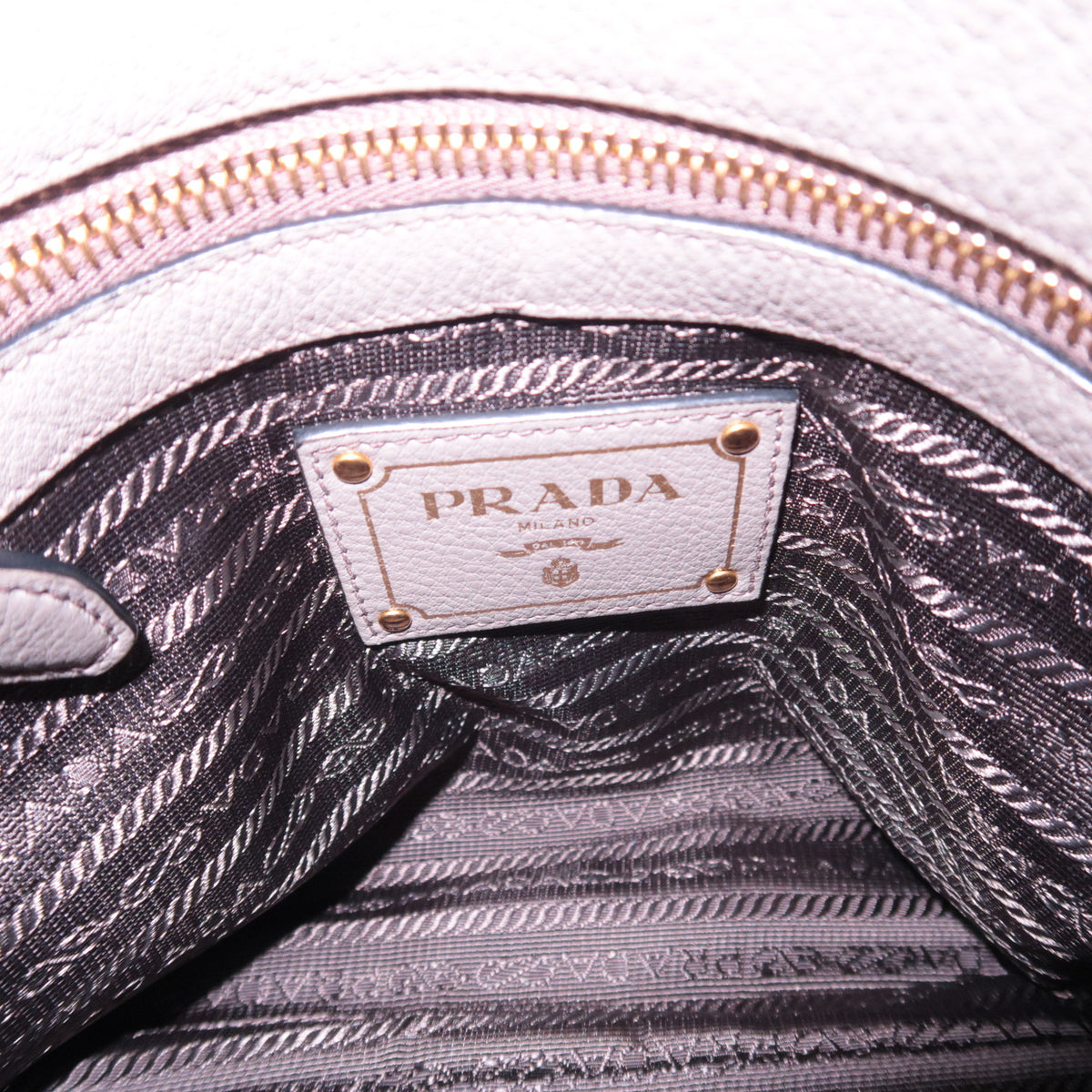 PRADA 2Way Leather Handbag Gray 1BC032