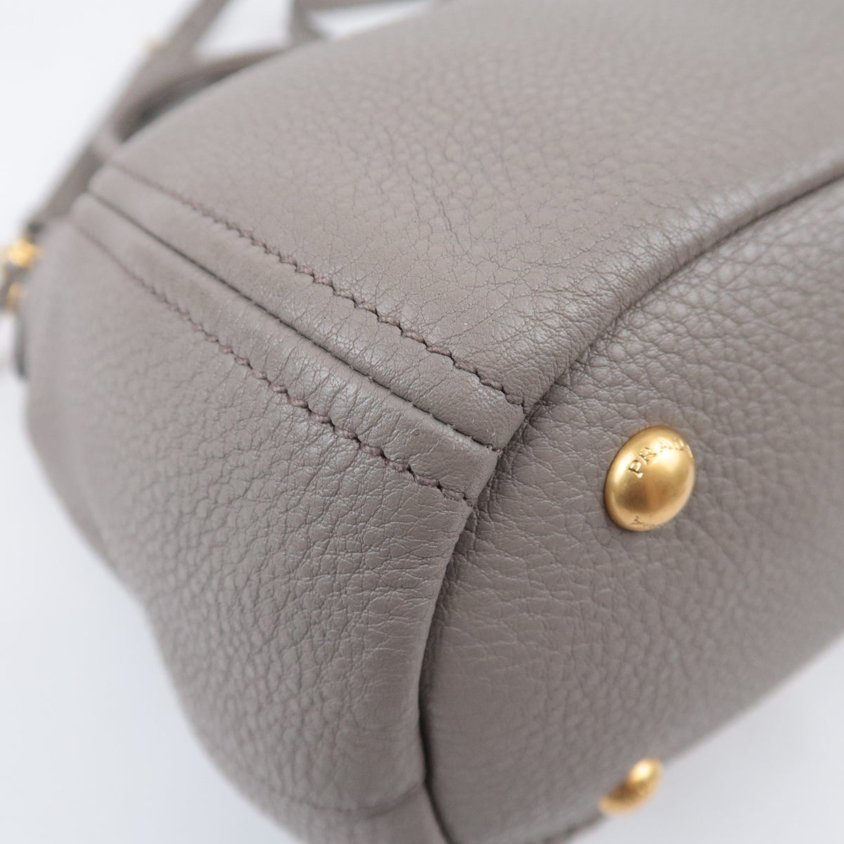PRADA 2Way Leather Handbag Gray 1BC032