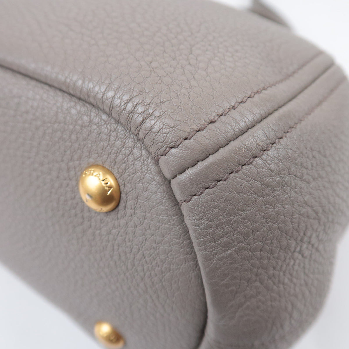 PRADA 2Way Leather Handbag Gray 1BC032