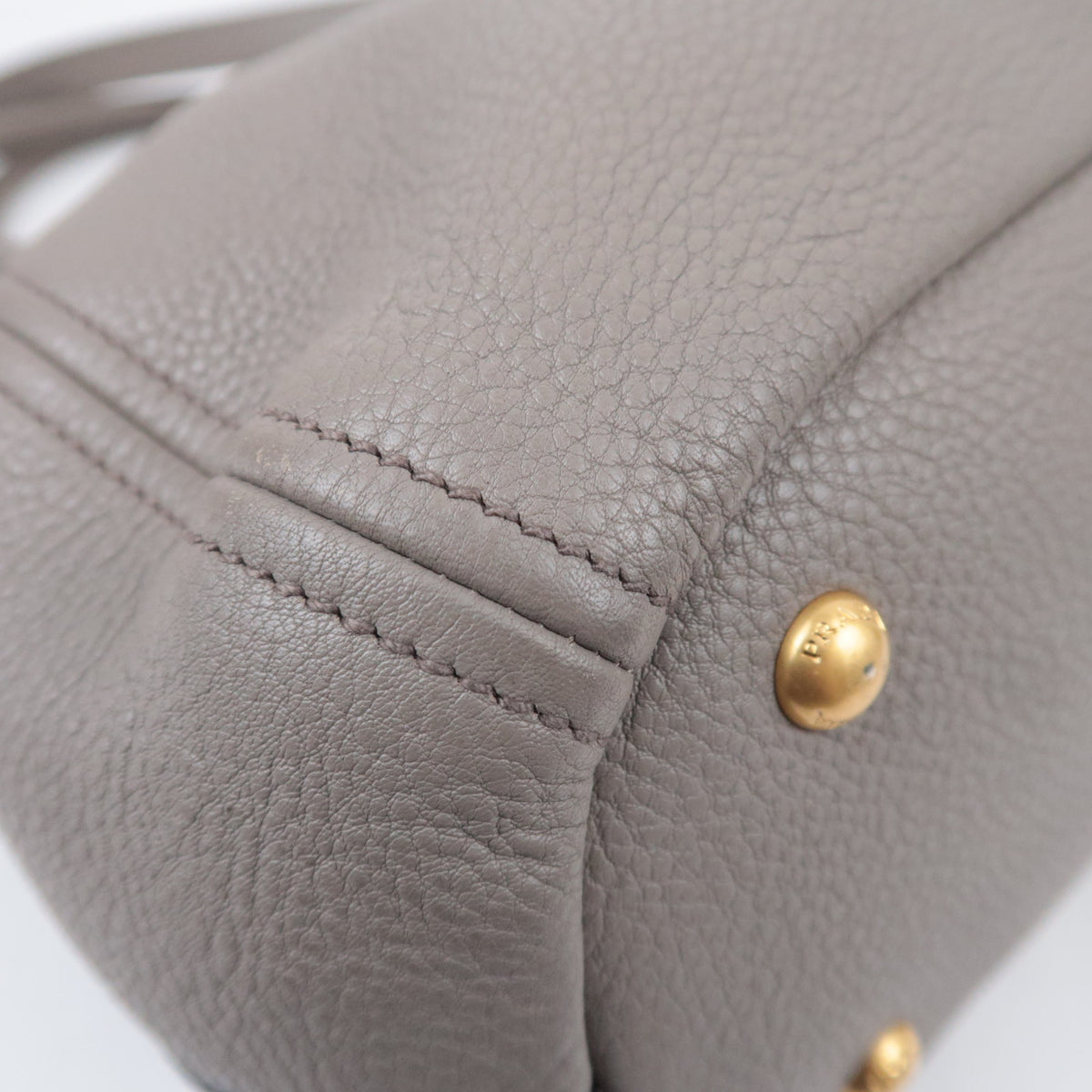 PRADA 2Way Leather Handbag Gray 1BC032