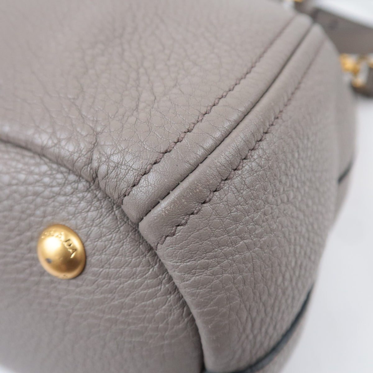 PRADA 2Way Leather Handbag Gray 1BC032