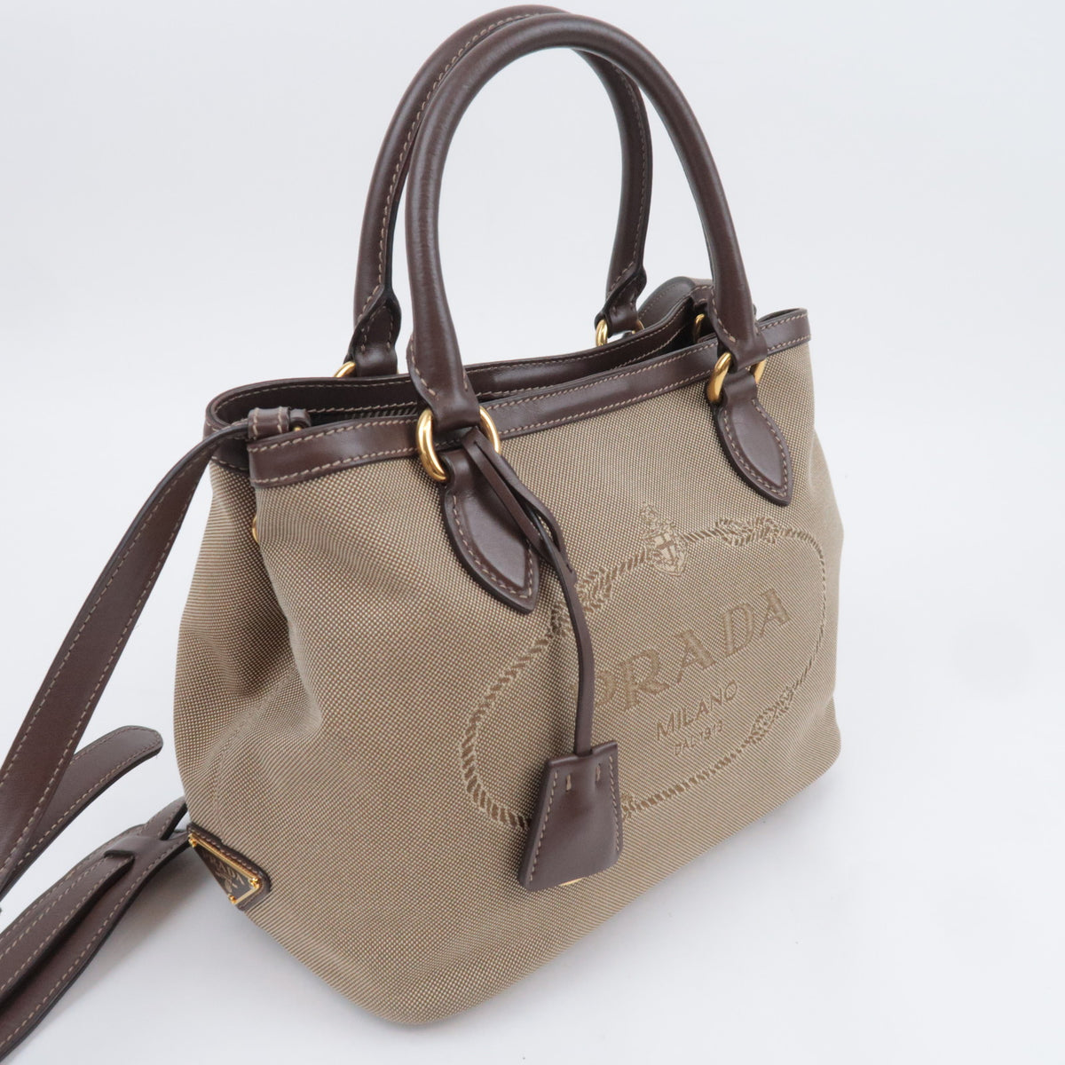 PRADA 2Way Logo Jacquard Handbag