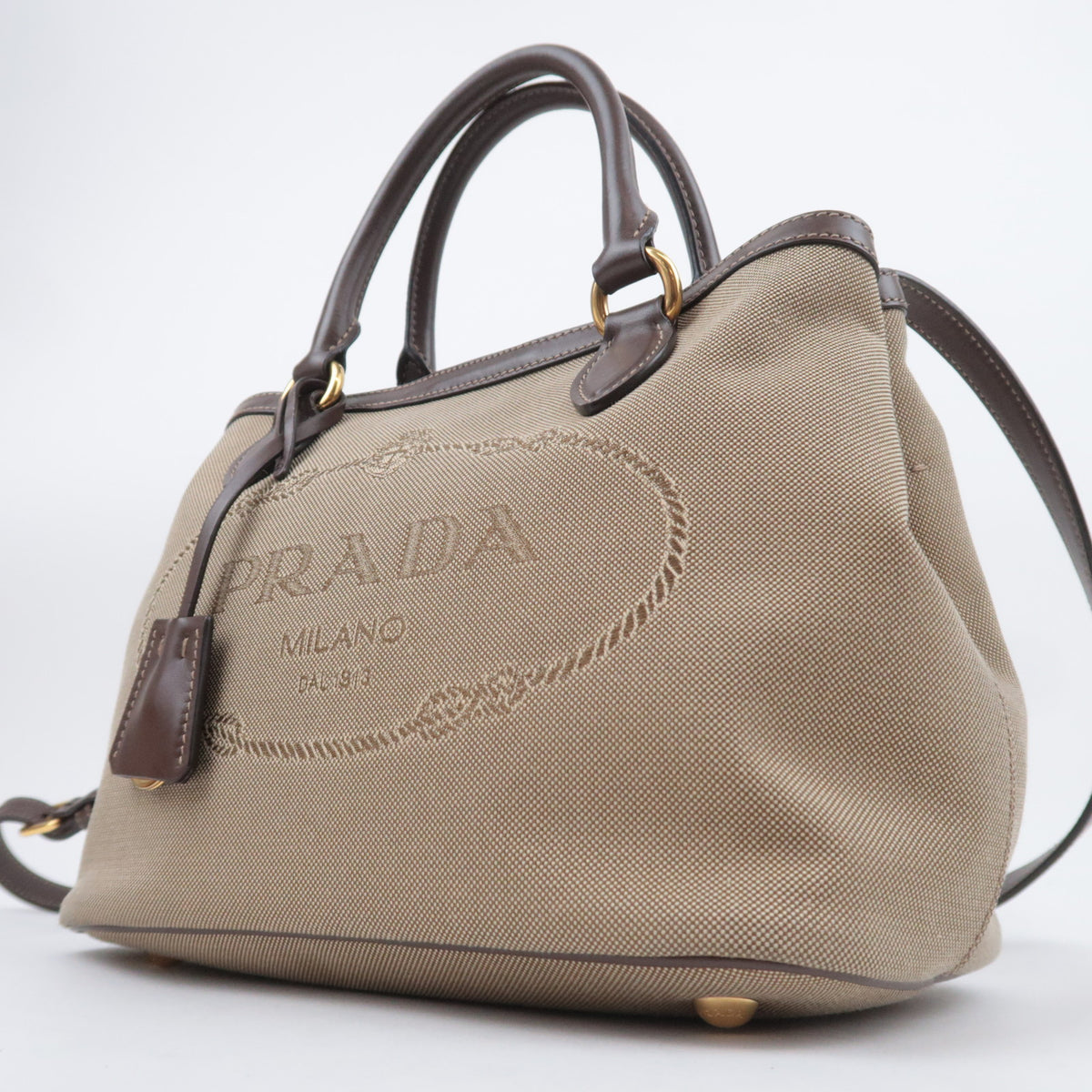 PRADA 2Way Logo Jacquard Handbag