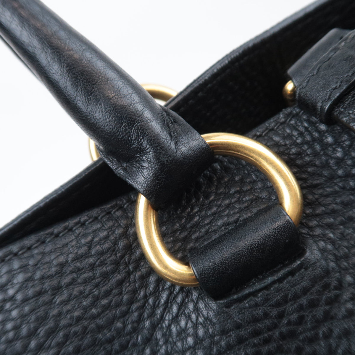 PRADA 2Way Leather Side Zip Handbag Black