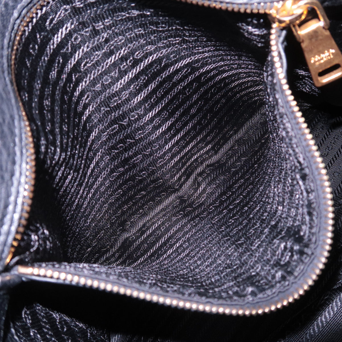 PRADA 2Way Leather Side Zip Handbag Black