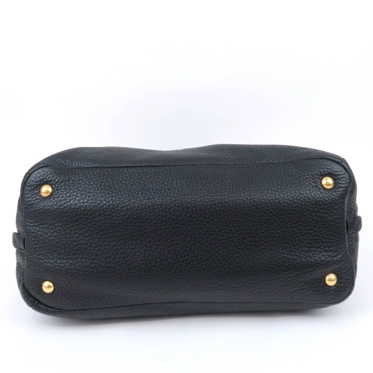 PRADA 2Way Leather Side Zip Handbag Black