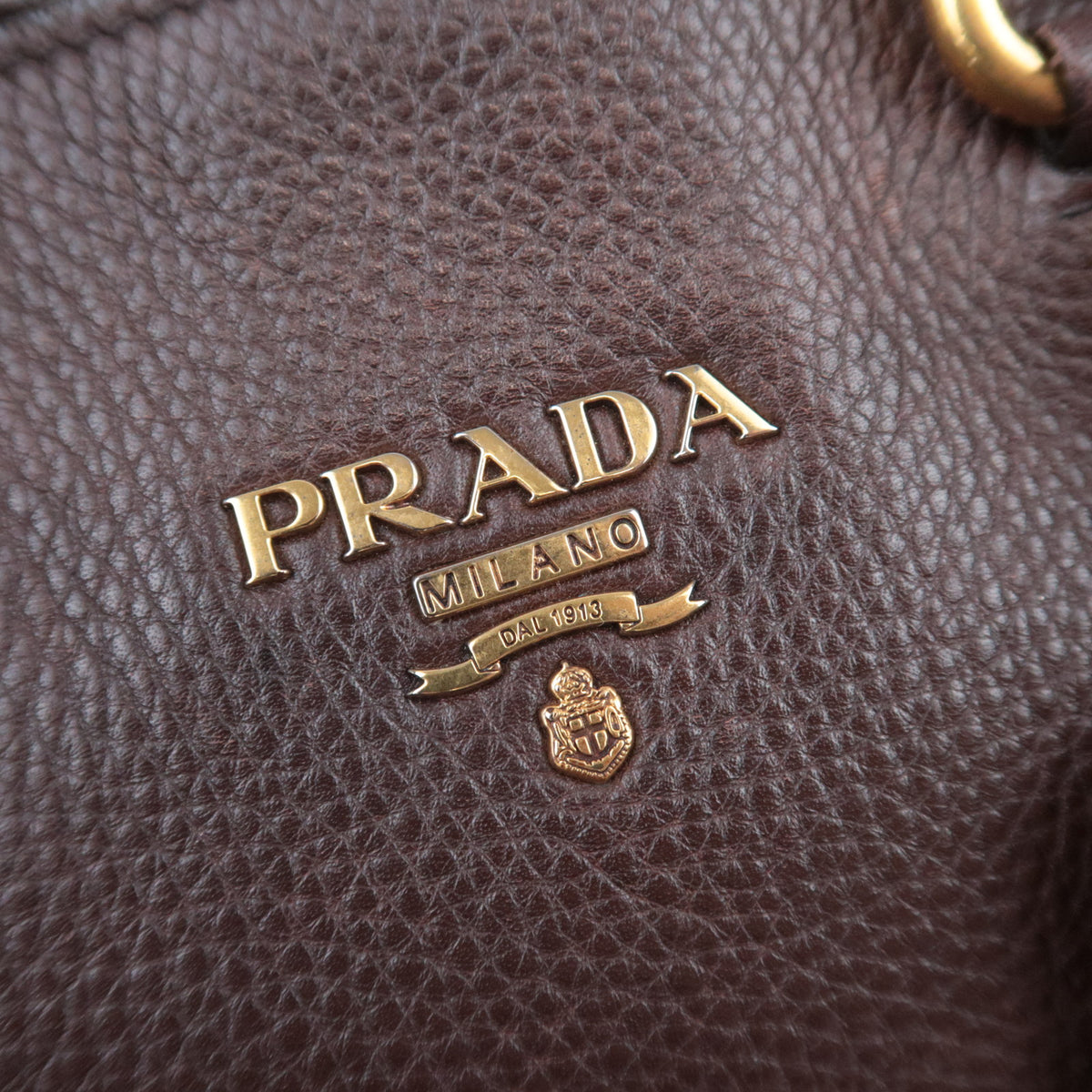 PRADA Two Tone 2Way Leather Handbag Brown Black *Strap, Name tag