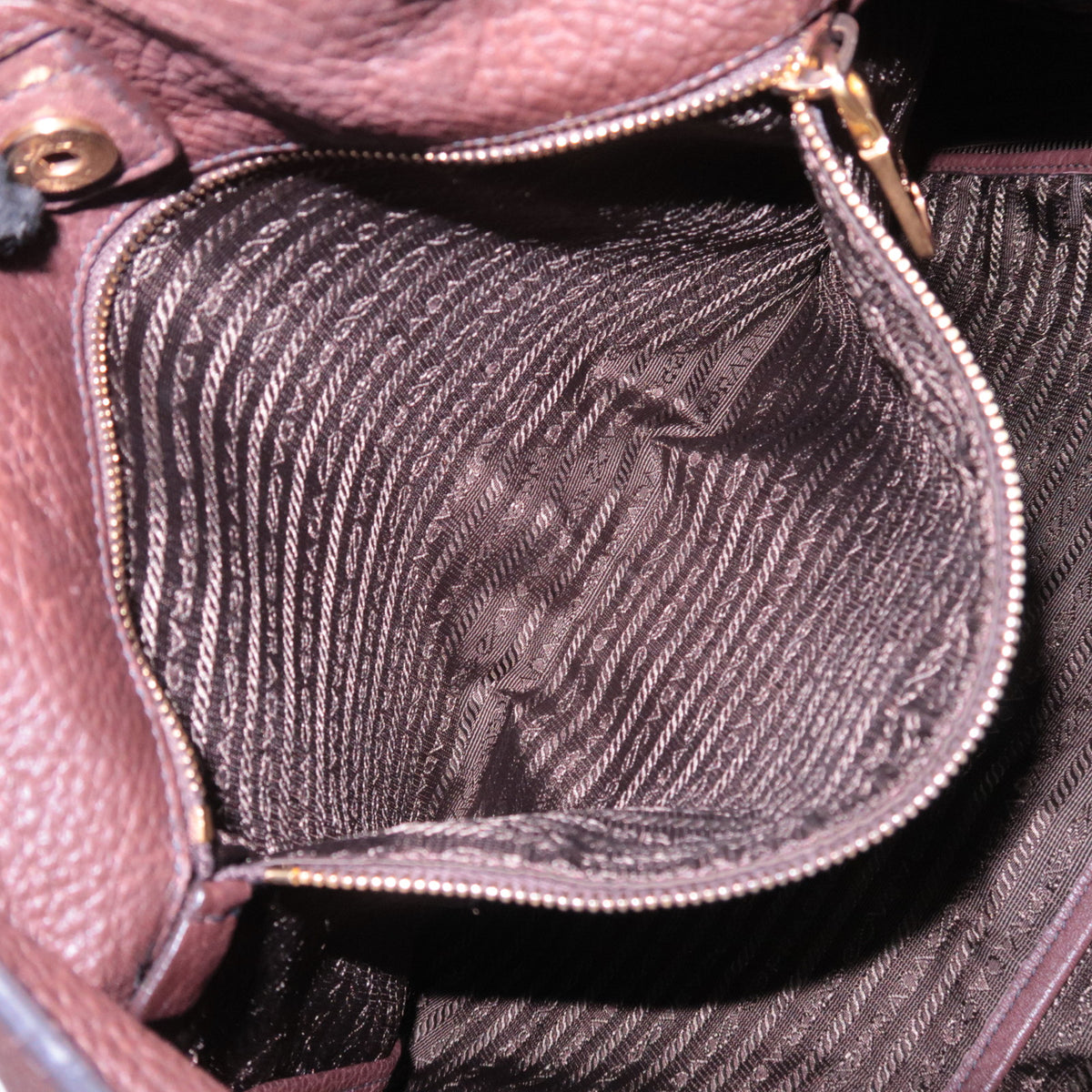 PRADA Two Tone 2Way Leather Handbag Brown Black *Strap, Name tag