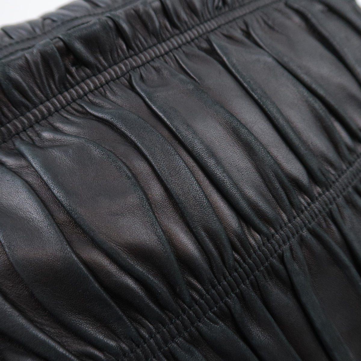 PRADA Gathered Leather Crossbody Flap Bag Black