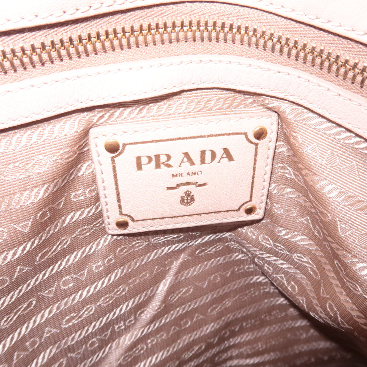 PRADA Gathered Leather 2Way Handbag Beige