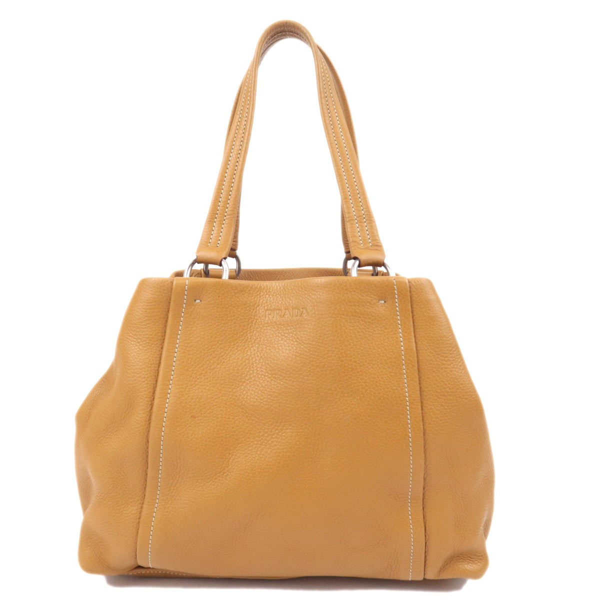 PRADA Leather Tote Bag Tan Brown BR225292777