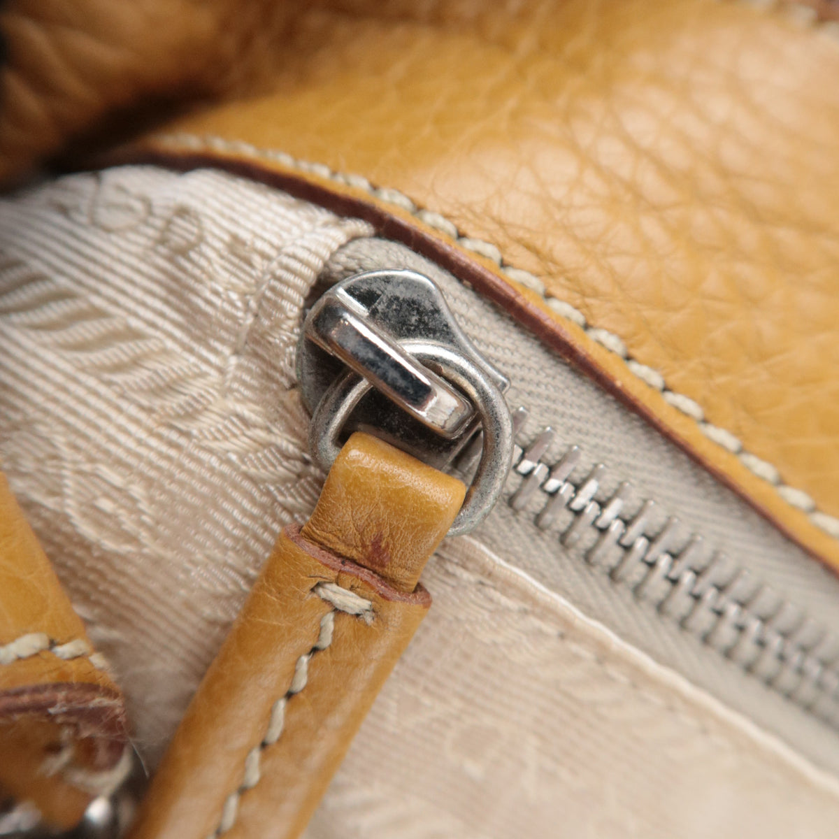 PRADA Leather Tote Bag Tan Brown BR2252
