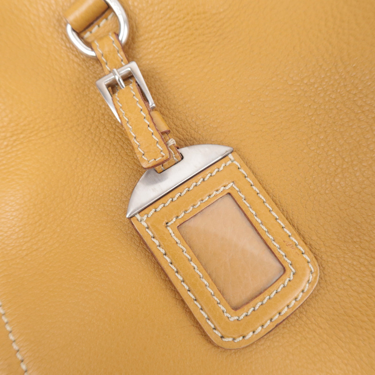 PRADA Leather Tote Bag Tan Brown BR2252