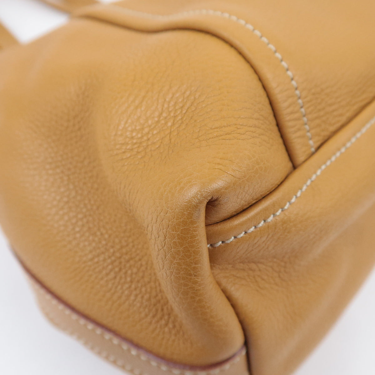 PRADA Leather Tote Bag Tan Brown BR2252