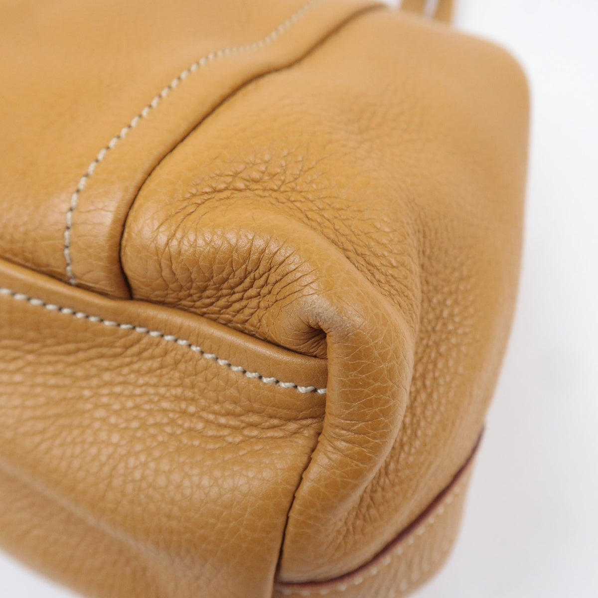 PRADA Leather Tote Bag Tan Brown BR2252