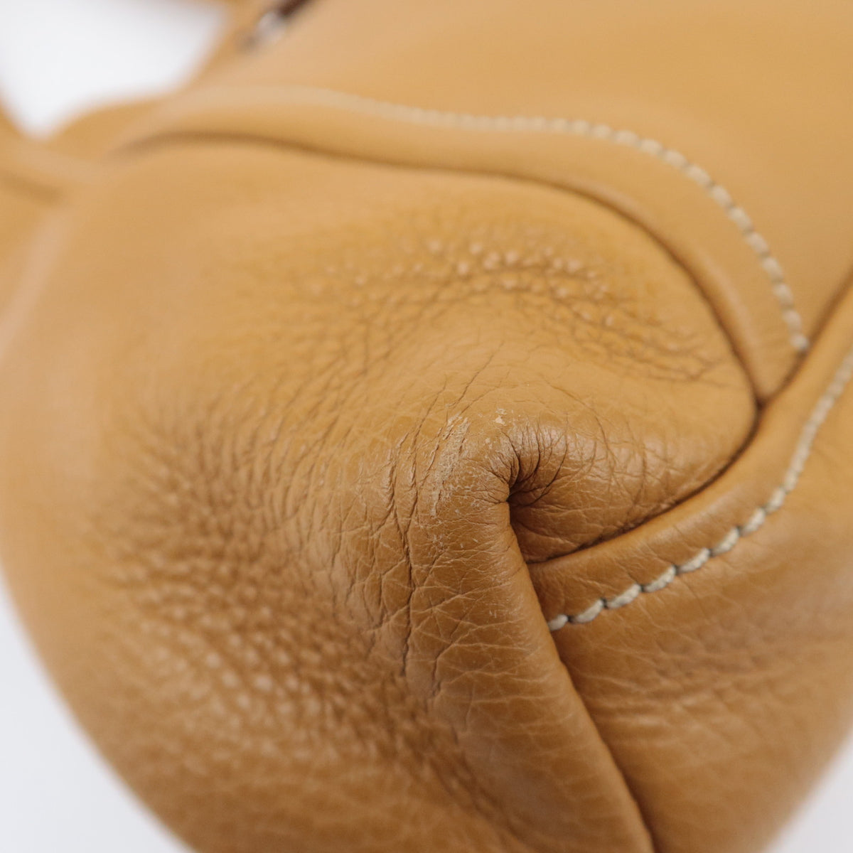 PRADA Leather Tote Bag Tan Brown BR2252