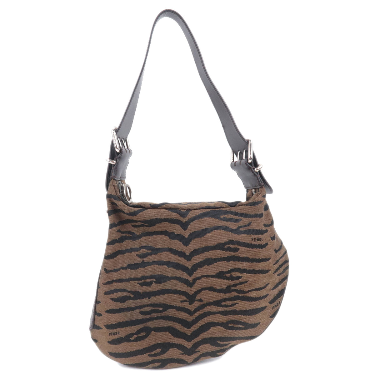 FENDI Zebra Print Canvas Saddle Shoulder Bag92778