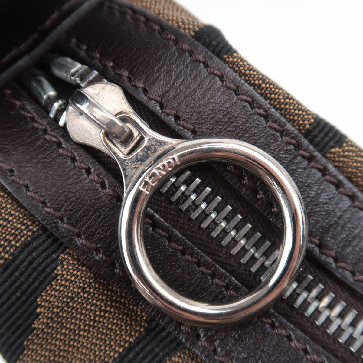 FENDI Zebra Print Canvas Saddle Shoulder Bag